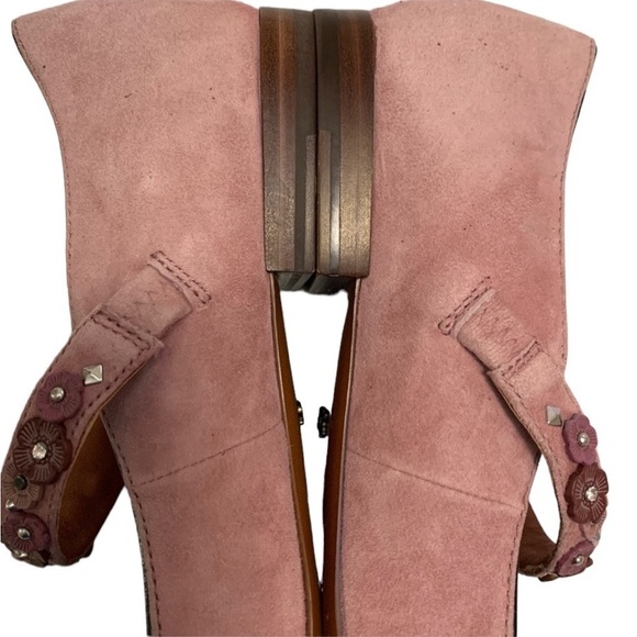 COACH Dusty Rose Flower Stud Suede Leather Mary Jane Flats Size 5.5 NWOB - Picture 9 of 13